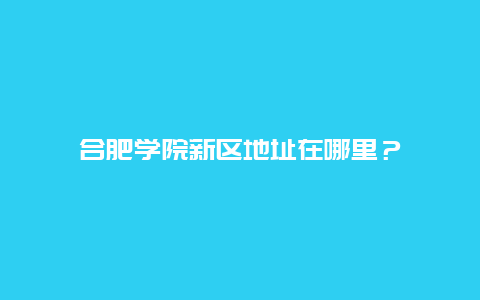 合肥学院新区地址在哪里？