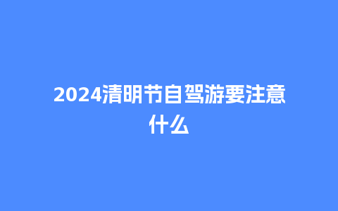 2024清明节自驾游要注意什么