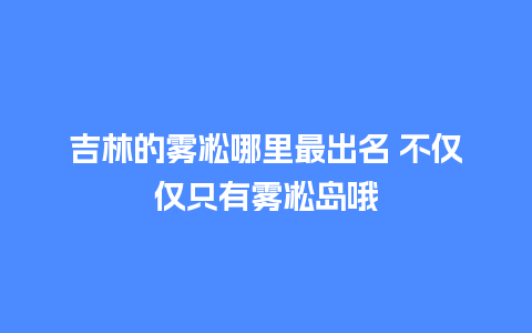 吉林的雾凇哪里最出名 不仅仅只有雾凇岛哦