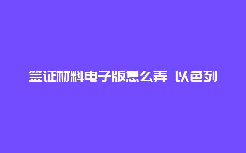 签证材料电子版怎么弄 以色列务工签证纸质版？