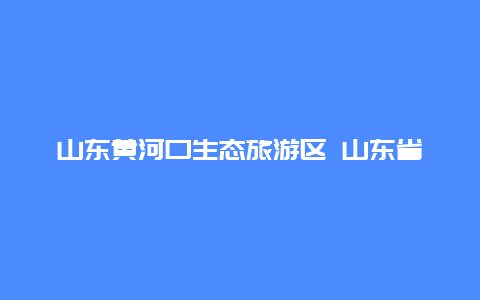 山东黄河口生态旅游区 山东省黄河口生态旅游区