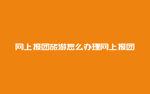 网上报团旅游怎么办理网上报团旅游怎么报