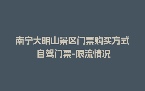 南宁大明山景区门票购买方式 自驾门票-限流情况