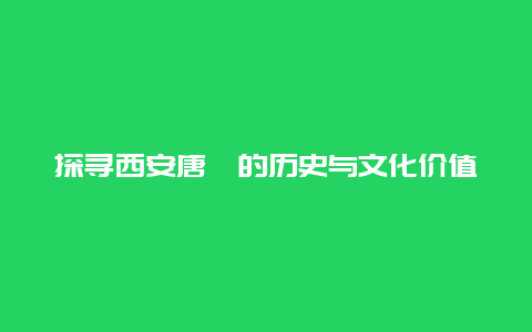 探寻西安唐苑的历史与文化价值