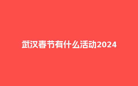 武汉春节有什么活动2024