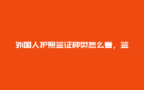 外国人护照签证种类怎么看，签证类型有哪些？