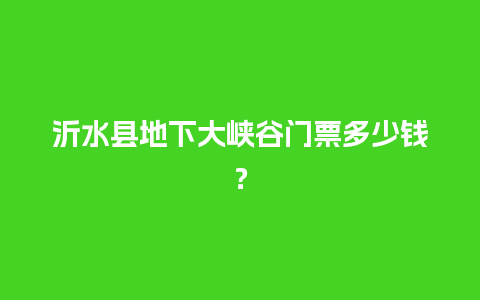 沂水县地下大峡谷门票多少钱？