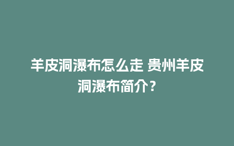 羊皮洞瀑布怎么走 贵州羊皮洞瀑布简介？