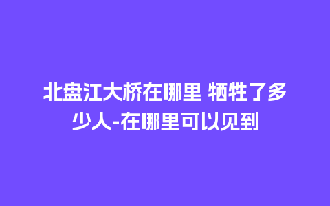 北盘江大桥在哪里 牺牲了多少人-在哪里可以见到