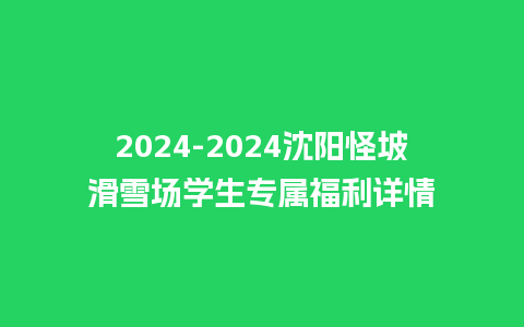 2024沈阳怪坡滑雪场学生专属福利详情