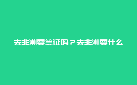 去非洲要签证吗？去非洲要什么办什么证件？