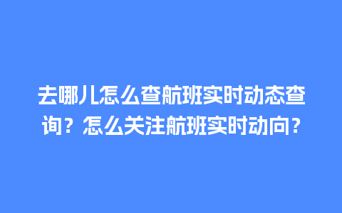 去哪儿怎么查航班实时动态查询？怎么关注航班实时动向？