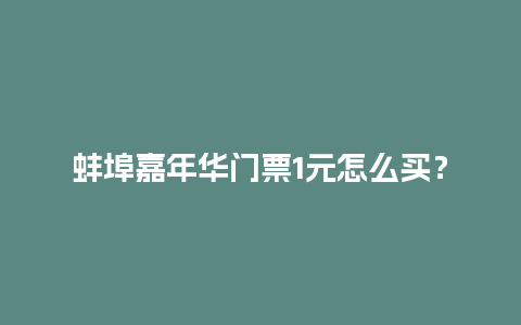 蚌埠嘉年华门票1元怎么买？