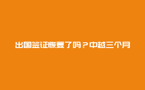 出国签证恢复了吗？中越三个月旅游签证什么时候恢复？