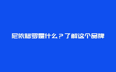 尼依格罗是什么？了解这个品牌的历史和文化