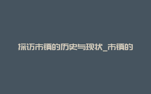 探访市镇的历史与现状_市镇的文化与经济发展