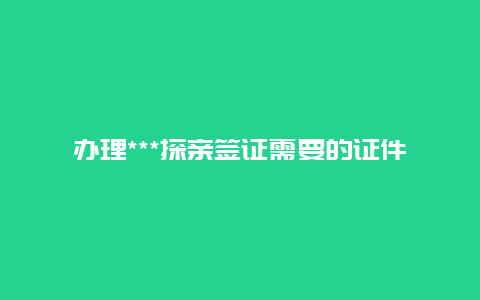 办理***探亲签证需要的证件 ***去***需要什么流程？