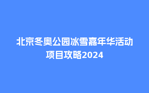 北京冬奥公园冰雪嘉年华活动项目攻略2024