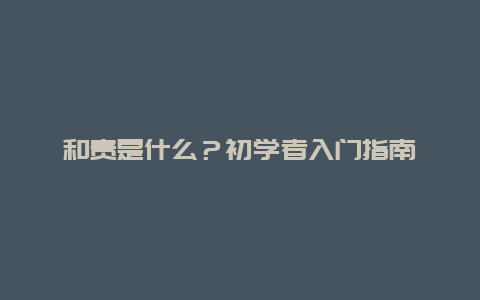 和贵是什么？初学者入门指南