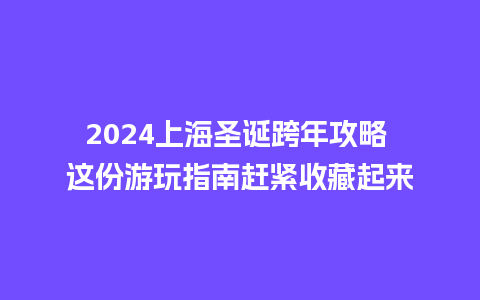 2024上海圣诞跨年攻略 这份游玩指南赶紧收藏起来