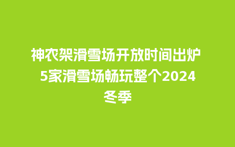 神农架滑雪场开放时间出炉 5家滑雪场畅玩整个2024冬季