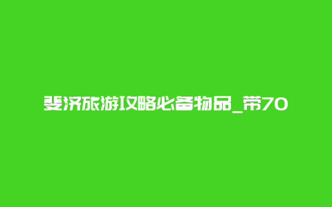 斐济旅游攻略必备物品_带70~80岁老人旅游，需要做哪些准备？