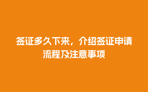 签证多久下来，介绍签证申请流程及注意事项