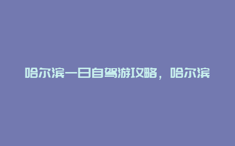 哈尔滨一日自驾游攻略，哈尔滨一日自驾游攻略图