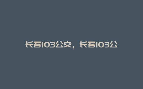 长春103公交，长春103公交***