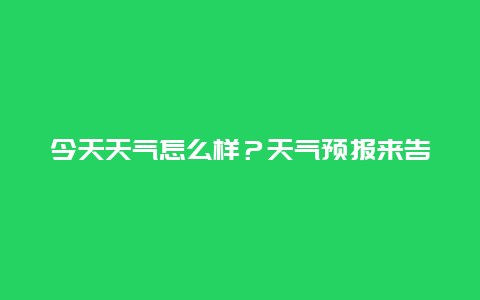 今天天气怎么样？天气预报来告诉你