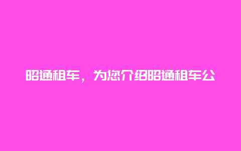 昭通租车，为您介绍昭通租车公司的服务和车型选择