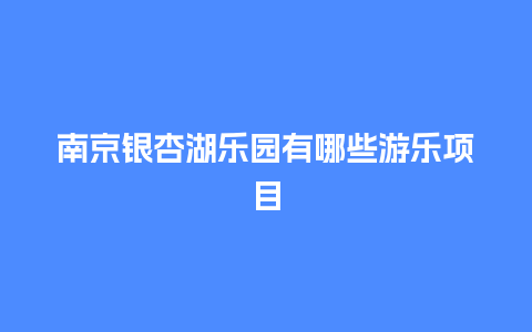 南京银杏湖乐园有哪些游乐项目