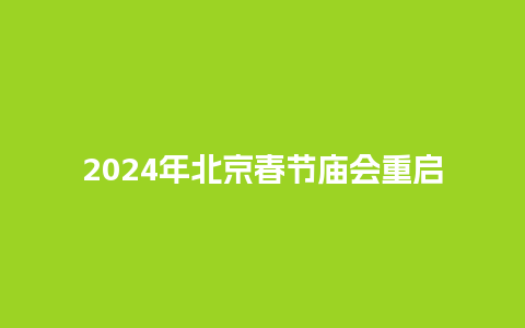 2024年北京春节庙会重启