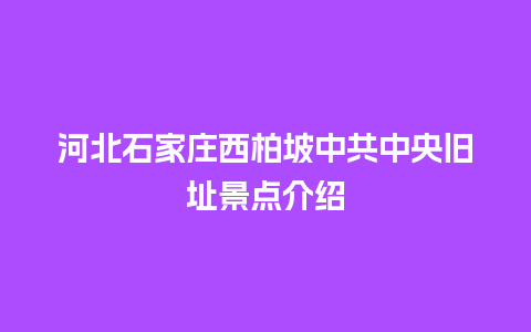 河北石家庄西柏坡中共中央旧址景点介绍