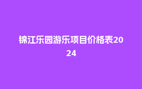 锦江乐园游乐项目价格表2024