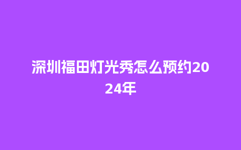 深圳福田灯光秀怎么预约2024年