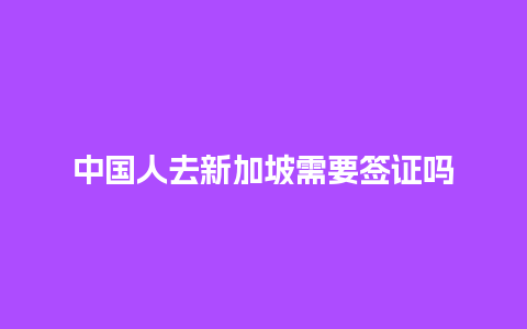 中国人去新加坡需要签证吗