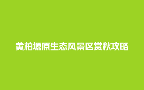 黄柏塬原生态风景区赏秋攻略