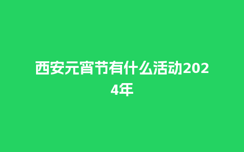 西安元宵节有什么活动2024年