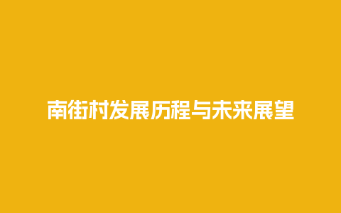 南街村发展历程与未来展望