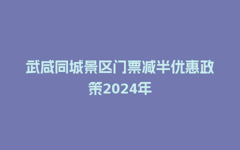 武咸同城景区门票减半优惠政策2024年