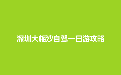 深圳大梅沙自驾一日游攻略