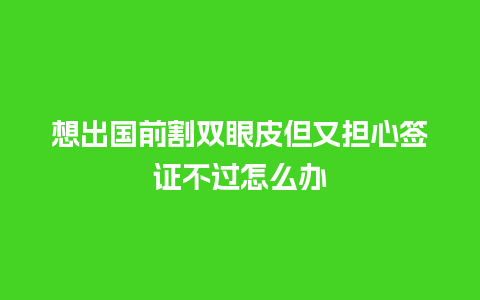 想出国前割双眼皮但又担心签证不过怎么办