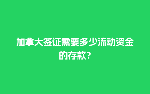 加拿大签证需要多少流动资金的存款？