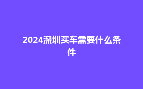 2024深圳买车需要什么条件