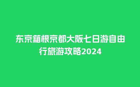 东京箱根京都大阪七日游自由行旅游攻略2024