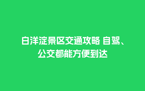 白洋淀景区交通攻略 自驾、公交都能方便到达