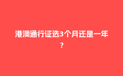 港澳通行证选3个月还是一年？