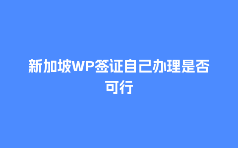 新加坡WP签证自己办理是否可行