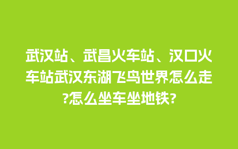 武汉站、武昌火车站、汉口火车站武汉东湖飞鸟世界怎么走?怎么坐车坐地铁?